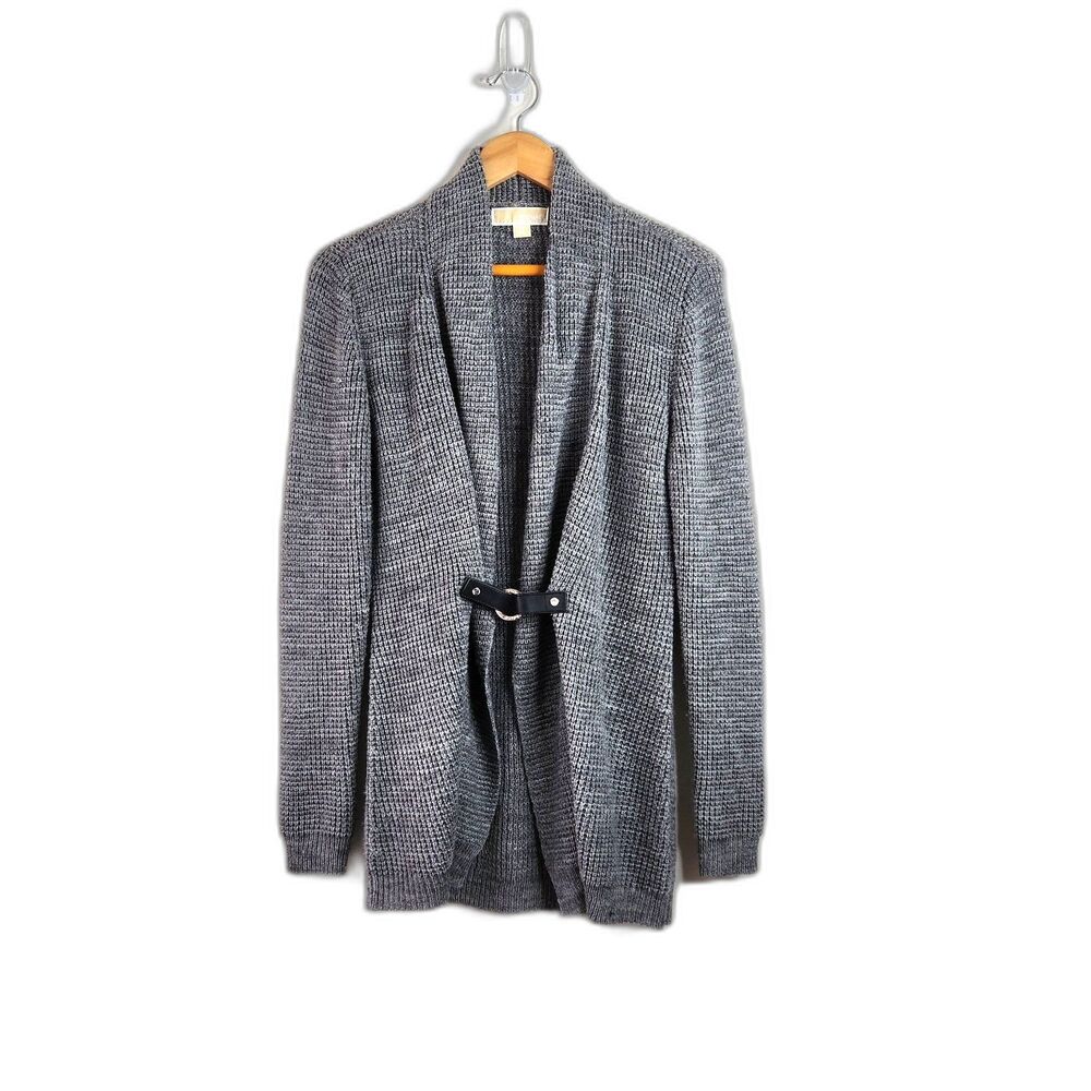 Michael Kors Gray Long Sleeve Knit Wool Blend Cardigan Sweater sz XS Snap Button